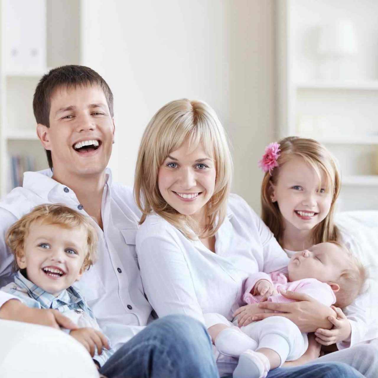 Family home A happy family with three children at home